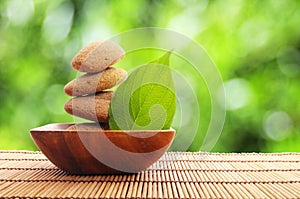 Zen stone with leaf