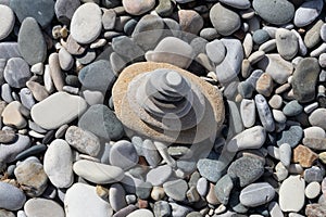 Zen Stone Pile on Pebble Beach