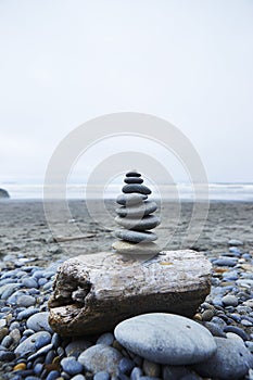 Zen stone stacks - Ruby Beach, Washington