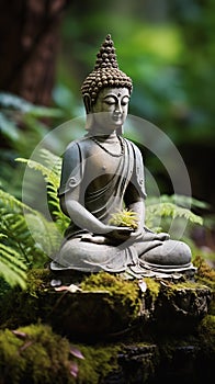 Zen in Stone: The Symbolism and Serenity of a Moss-Covered Buddh