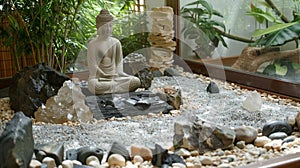 Zen Stone Tower and Bamboo in a Peaceful Setting.