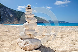 Zen stones on a beach in Greece photo