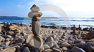 Zen stones on beach for perfect meditation