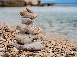 Zen stones by the sea