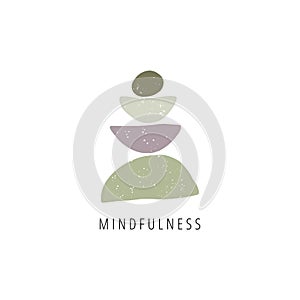 Zen stones flat vector illustration. Balance, mindfulness and harmony concept