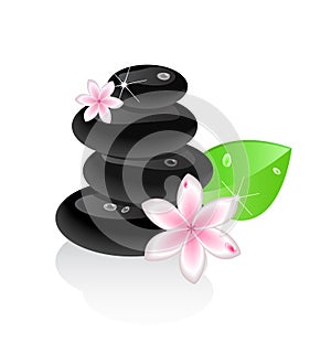 Zen stones with flower and leaf