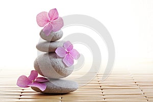 Zen stones and flowers