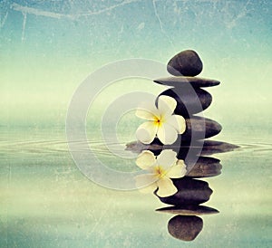 Zen stones with frangipani