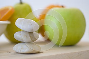 Zen stones and fruits