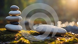 zen stones on the grass a stack of zen rocks on a moss covered ground