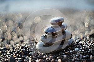 Zen stones on gravel, symbol of buddhism