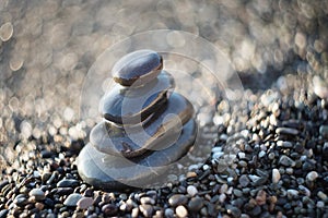 Zen stones on gravel, symbol of buddhism