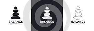 Zen stones logo template vector illustration. Balance rocks logotype concept. Smooth pebble signs set for spa, wellness