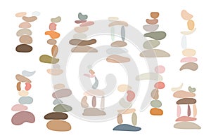 Zen stones set simple abstract vector illustration in flat style, relax, meditation and yoga concept