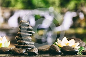 Zen stones stack on abstract background