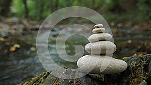 Zen stones water river forest nature relax background