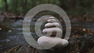 Zen stones water river forest nature relax background