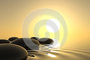 Zen stones in water on white background