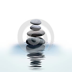 Zen stones in water. Zen concept. Harmony and meditation. Zen stones. created with Generative AI technology