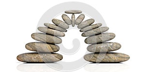 Zen stones on white background. 3d illustration