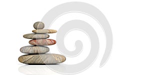 Zen stones on white background. 3d illustration