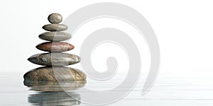 Zen stones on white background. 3d illustration