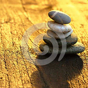 Zen Stones On Wood Background