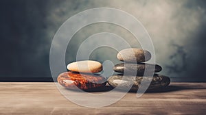 zen stones on a wooden table