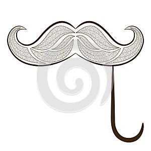 Zen tangle fake mustache vector. Zentangle whisker.