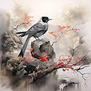 Zen Tree Sumi-e Ink Painting