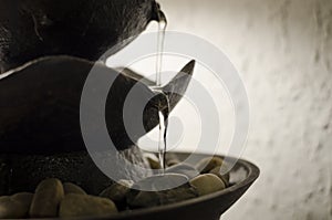 Zen water fountain close up