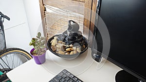 zen water fountain in a desk