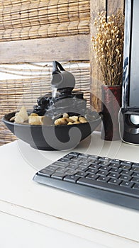 zen water fountain in a desk