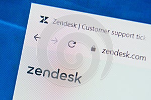 Zendesk.com Web Site. Selective focus.