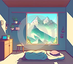 Zenithal View of Room, Generative AI Illustration