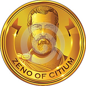 Zeno of citium gold style portrait, vector photo