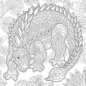 Zentangle ankylosaurus dinosaur photo