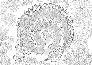 Zentangle ankylosaurus dinosaur photo