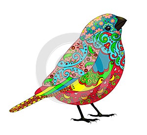 Zentangle bird colorful patterns