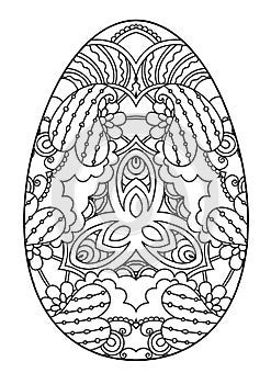 Zentangle black and white decorative Easter egg.