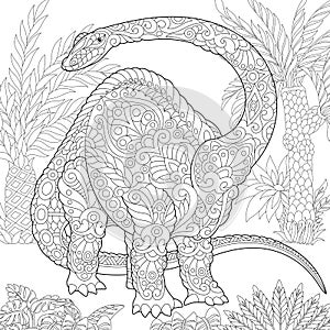 Zentangle brontosaurus dinosaur