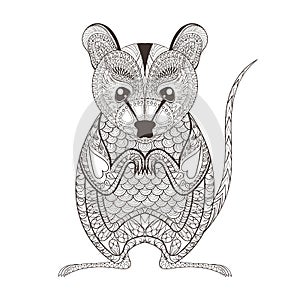 Zentangle brown Possum totem for adult anti stress Coloring photo