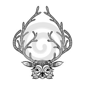 Zentangle deer. Hand Drawn illustration. Sketch