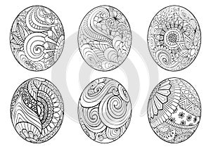 Zentangle easter eggs for coloring book for adult