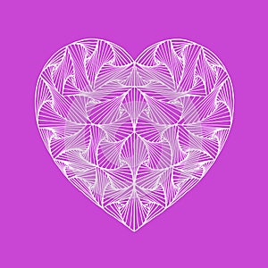 Zentangle hand drawn decorative heart with paradox tangle. Vector design element.
