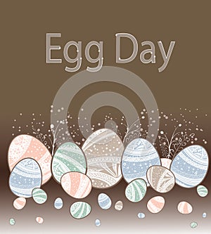 Zentangle hand drawn vector composition with eggs on dark background Decorative frame from eggs