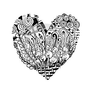 Zentangle heart shape, sketch for your design