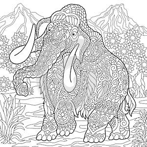 Zentangle mammoth elephant
