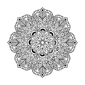 Zentangle Mandala in monochrome doodle style. Hand drawn vector photo