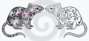 Zentangle mouse or rat coloring page vector